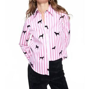 NEW VILAGALLO mafalda dogs stripes shirt in pink/multi